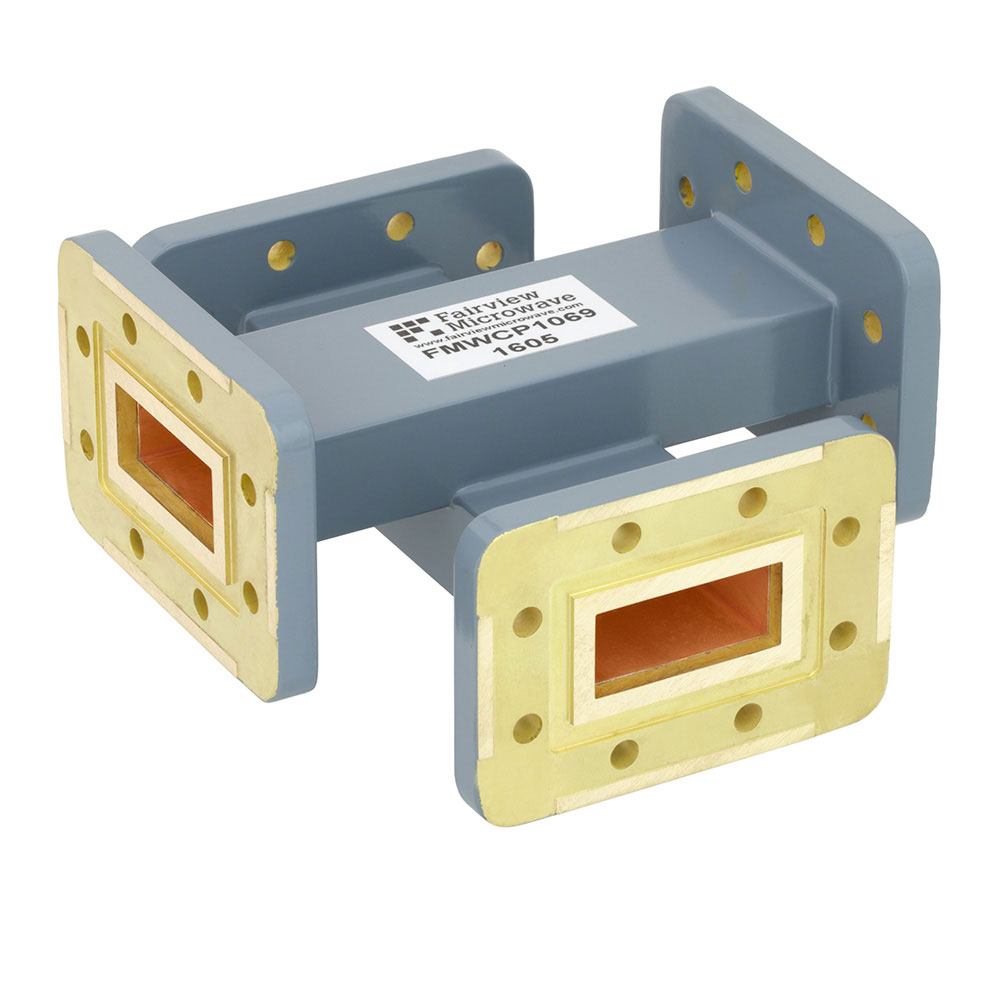 40 dB WR-112 Waveguide Crossguide Coupler with CPR-112G Flange from 7.05 GHz to 10 GHz in Copper Alloy