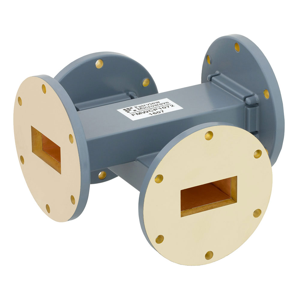 30 dB WR-137 Waveguide Crossguide Coupler with UG-344/U Round Cover Flange from 5.85 GHz to 8.2 GHz in Copper Alloy