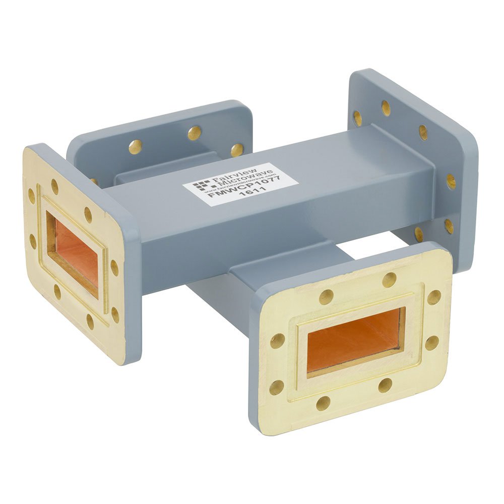 40 dB WR-137 Waveguide Crossguide Coupler with CPR-137G Flange from 5.85 GHz to 8.2 GHz in Copper Alloy