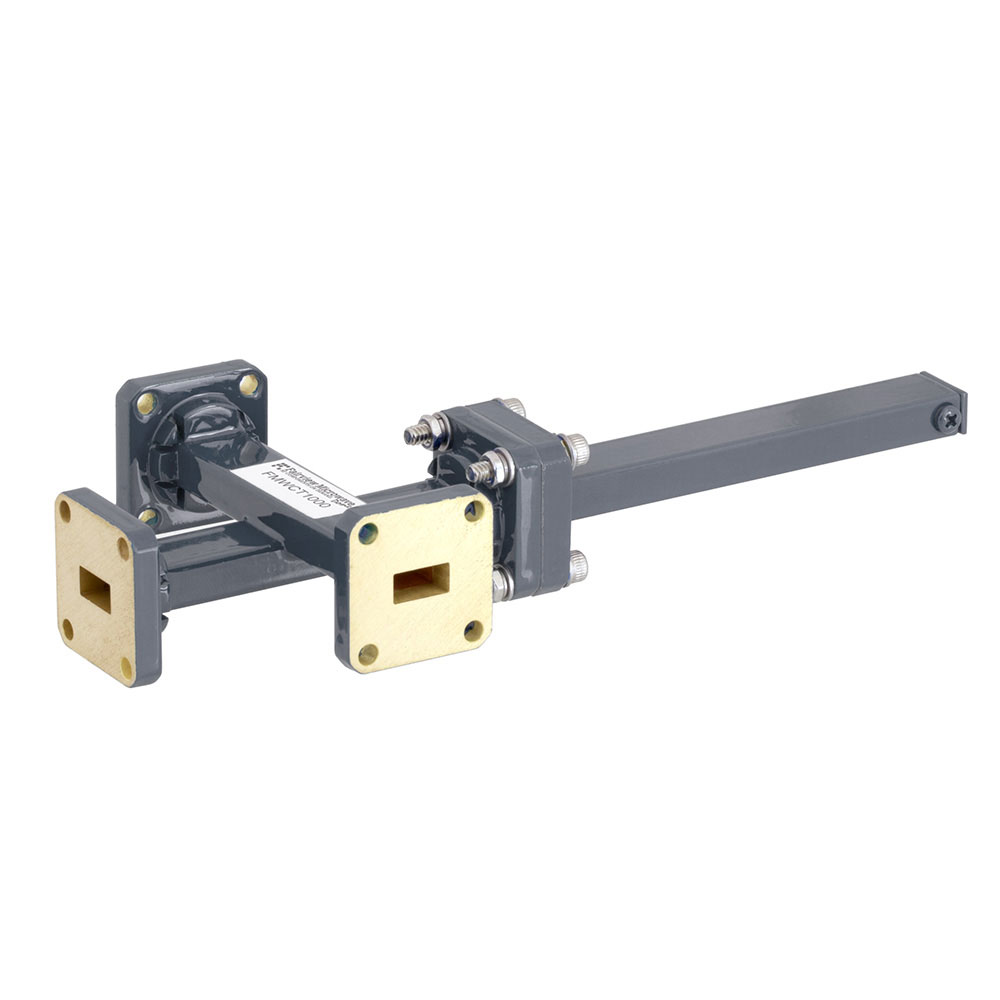 20 dB WR-34 Waveguide Crossguide 3 Port Coupler with UG-1530/U Square Cover Flange from 22 GHz to 33 GHz in Bronze