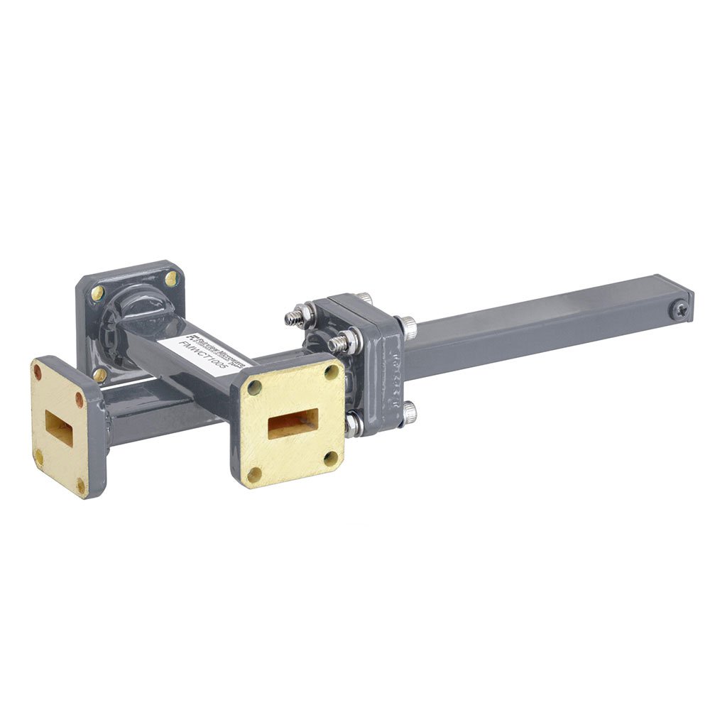 30 dB WR-42 Waveguide Crossguide 3 Port Coupler with UG-595/U Square Cover Flange from 18 GHz to 26.5 GHz in Bronze