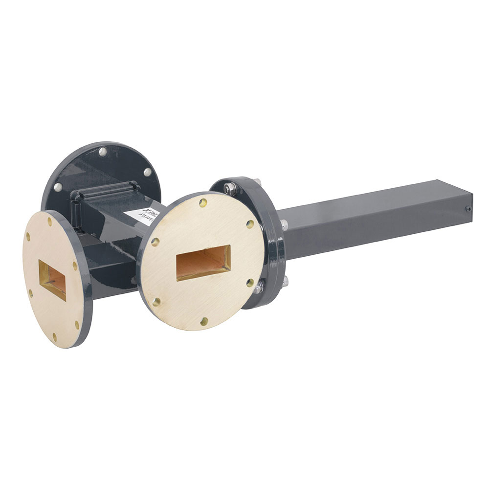 20 dB WR-137 Waveguide Crossguide 3 Port Coupler with UG-344/U Round Cover Flange from 5.85 GHz to 8.2 GHz in Bronze