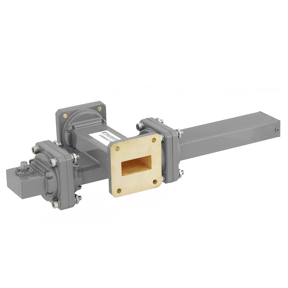 40 dB WR-112 Waveguide Crossguide Coupler with UG-51/U Square Cover Flange and SMA Female Coupled Port from 7.05 GHz to 10 GHz in Bronze