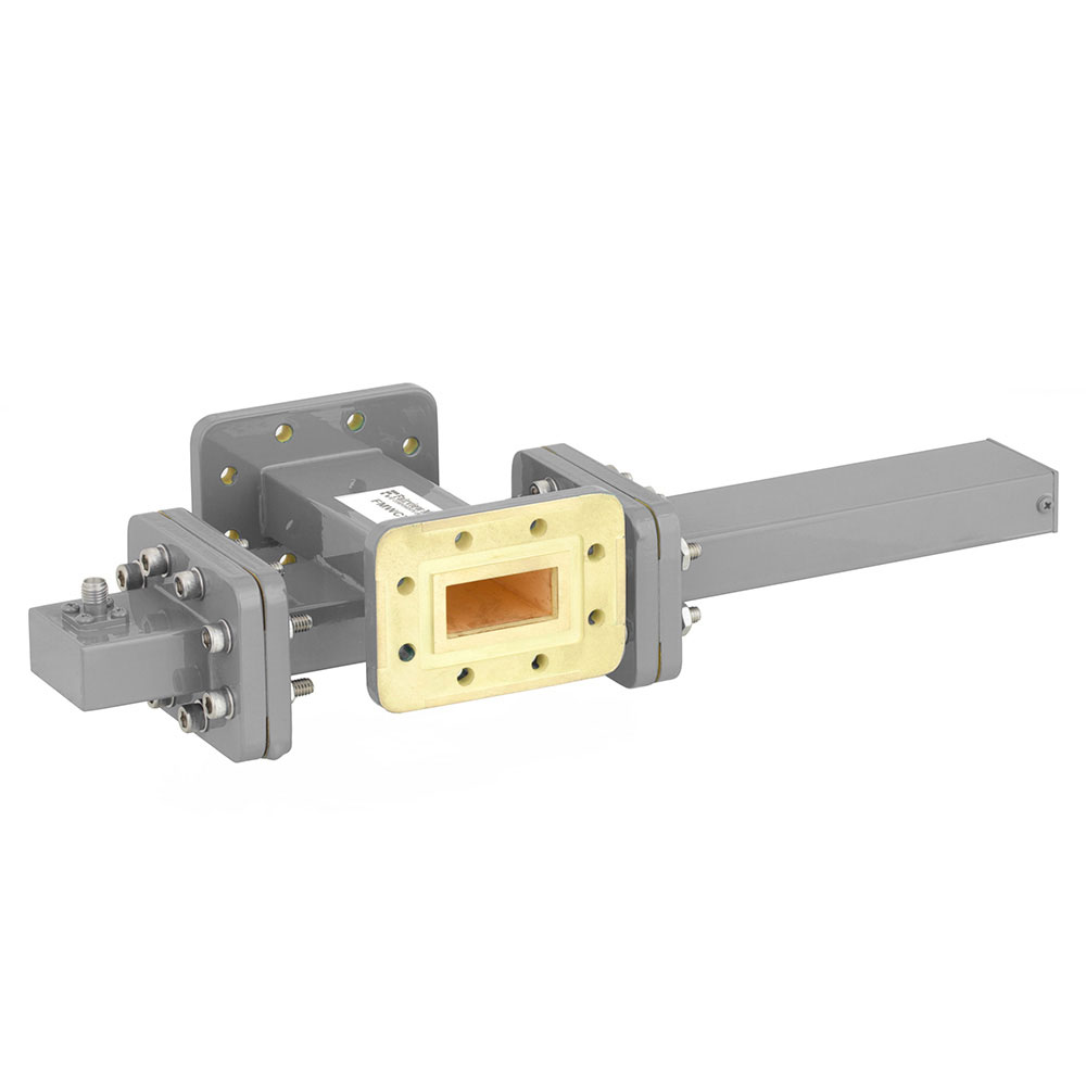 40 dB WR-112 Waveguide Crossguide Coupler with CPR-112G Flange and SMA Female Coupled Port from 7.05 GHz to 10 GHz in Bronze