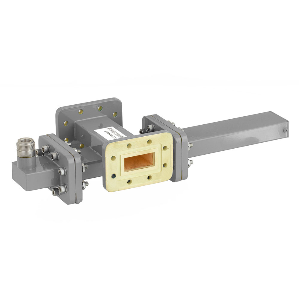20 dB WR-112 Waveguide Crossguide Coupler with CPR-112G Flange and N Female Coupled Port from 7.05 GHz to 10 GHz in Bronze