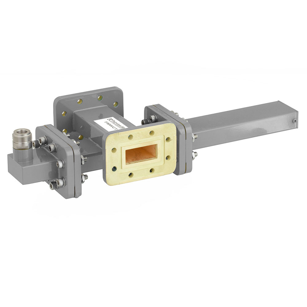 30 dB WR-112 Waveguide Crossguide Coupler with CPR-112G Flange and N Female Coupled Port from 7.05 GHz to 10 GHz in Bronze