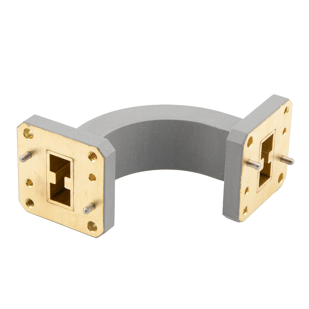 WRD-750 Waveguide E-Bend with UG Square Cover Flange Operating from 7.5 GHz to 18 GHz