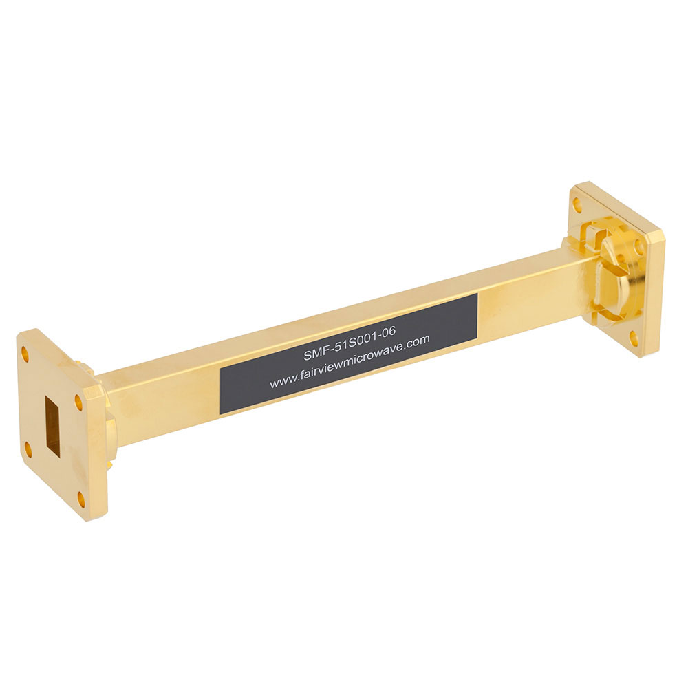 WR-51 Waveguide Section 6 Inch Length Straight Using UBR180 Flange With a 15 GHz to 22 GHz Frequency Range in Instrumentation Grade
