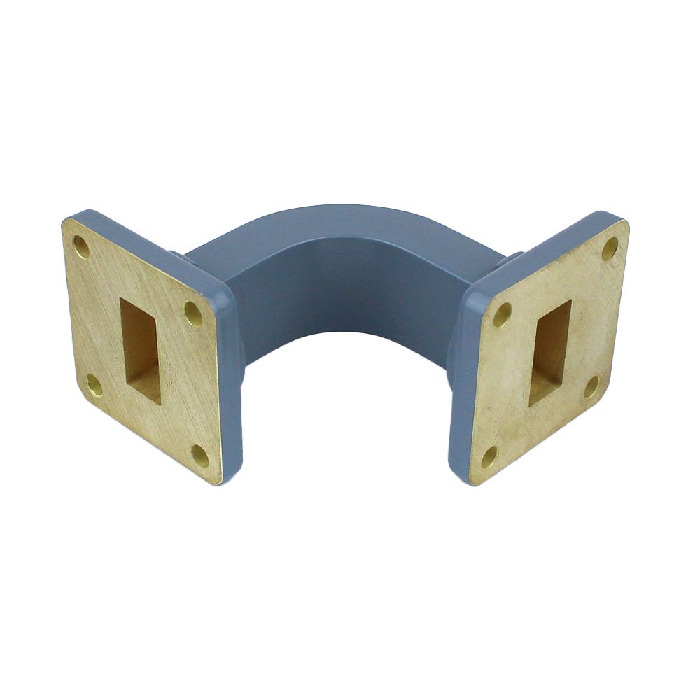 WR-62 Waveguide E-Bend Commercial Grade Using UG-419/U Flange With a 12.4 GHz to 18 GHz Frequency Range