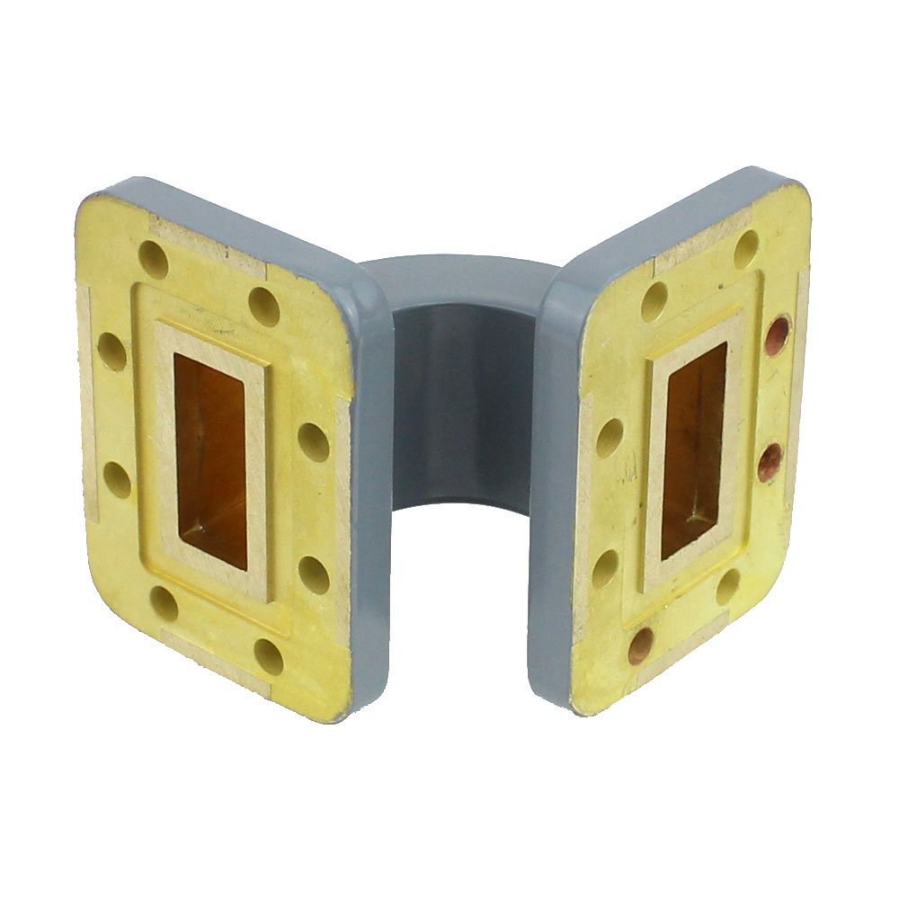 WR-90 Waveguide E-Bend Commercial Grade Using CPR-90G Flange With a 8.2 GHz to 12.4 GHz Frequency Range