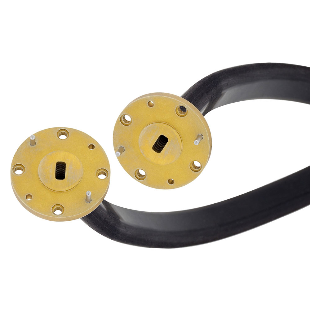 WR-22 Twistable Flexible Waveguide in 6 Inch Using UG-383/U Round Cover Flange With a 33 GHz to 50 GHz Frequency Range