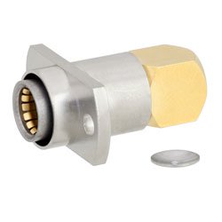 RA BMA Jack Slide-On Connector Solder Attachment 2 Hole Flange For RG405, .086 SR, RG405 Tinned Cable Gold Body