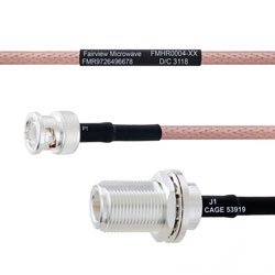 BNC Male to N Female Bulkhead MIL-DTL-17 Cable M17/60-RG142 Coax