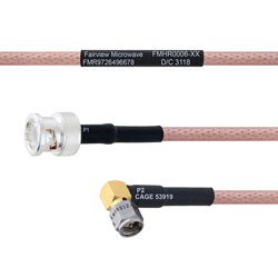 BNC Male to RA SMA Male MIL-DTL-17 Cable M17/60-RG142 Coax
