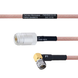 N Female to RA SMA Male MIL-DTL-17 Cable M17/60-RG142 Coax