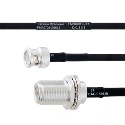 BNC Male to N Female Bulkhead MIL-DTL-17 Cable M17/84-RG223 Coax