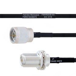 N Male to N Female Bulkhead MIL-DTL-17 Cable M17/84-RG223 Coax