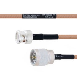 BNC Male to N Male MIL-DTL-17 Cable M17/128-RG400 Coax