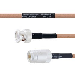 BNC Male to N Female MIL-DTL-17 Cable M17/128-RG400 Coax