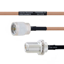 N Male to N Female Bulkhead MIL-DTL-17 Cable M17/128-RG400 Coax