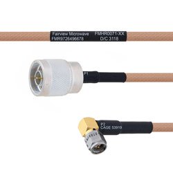 N Male to RA SMA Male MIL-DTL-17 Cable M17/128-RG400 Coax