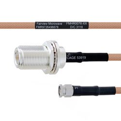 N Female Bulkhead to SMA Male MIL-DTL-17 Cable M17/128-RG400 Coax