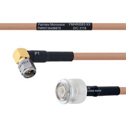RA SMA Male to TNC Male MIL-DTL-17 Cable M17/128-RG400 Coax