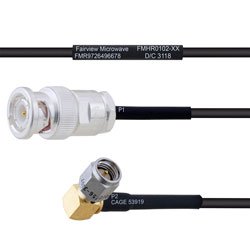 BNC Male to RA SMA Male MIL-DTL-17 Cable M17/119-RG174 Coax