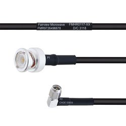 BNC Male to RA SMA Male MIL-DTL-17 Cable M17/28-RG58 Coax