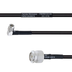 RA SMA Male to TNC Male MIL-DTL-17 Cable M17/28-RG58 Coax